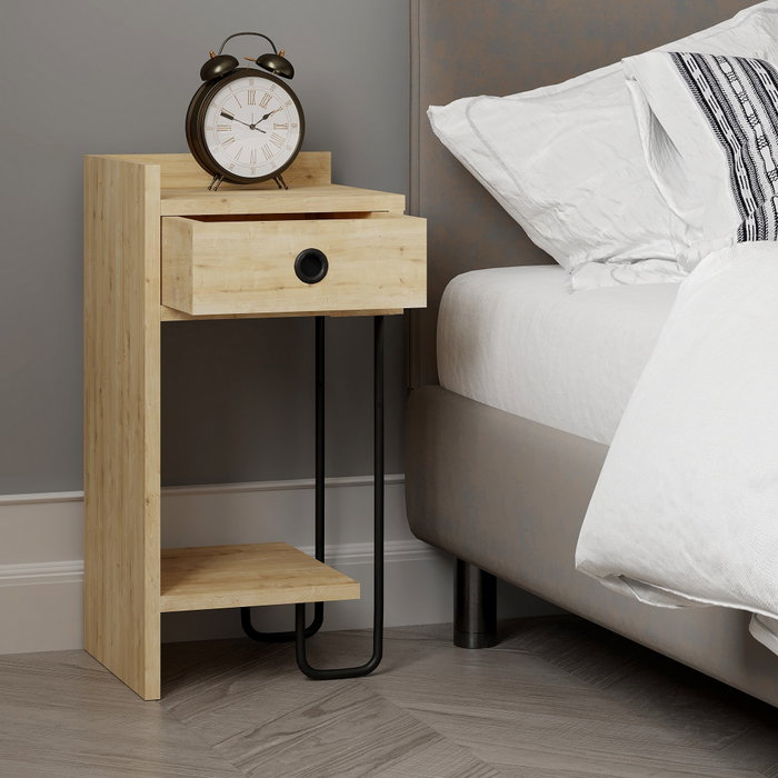 Hanah Home Sirius Left - Oak v2 Mesita de Noche Roble 32x61x30cm